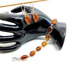Echte Baltische amber gegraveerd armband oorbellen set in