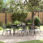 vidaXL 7-delige tuinset met donkergrijze staal, Tuin en Terras, Tuinsets en Loungesets, Verzenden, Nieuw, Tuinset