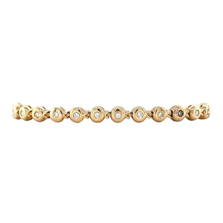 Gouden tennisarmband met diamant 14 karaat, Sieraden, Tassen en Uiterlijk, Armbanden, Wit, Zo goed als nieuw, Goud, Verzenden