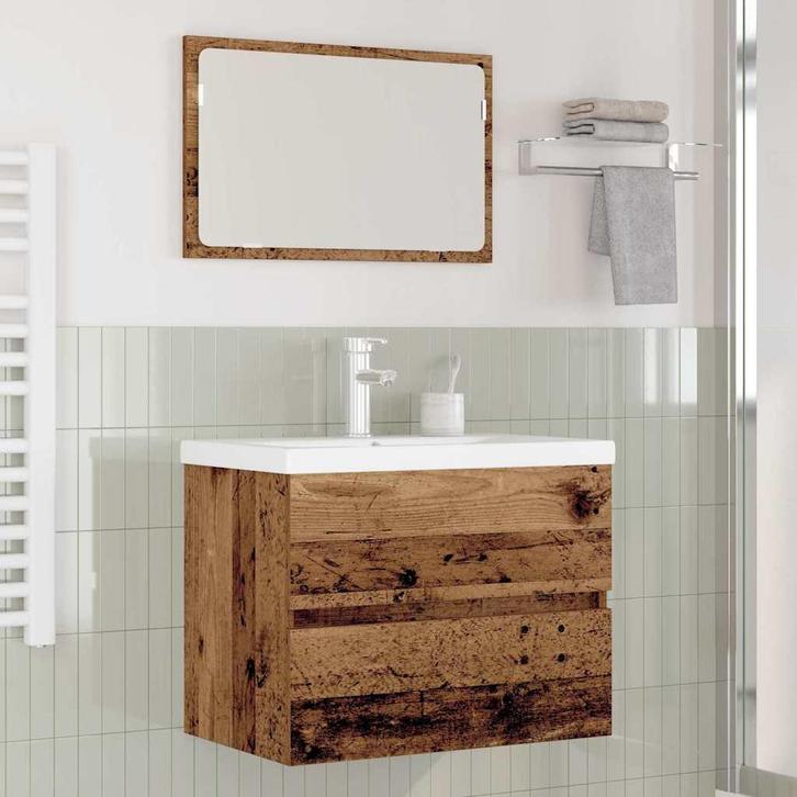 vidaXL Badkamermeubelset 3 pcs Oud hout 60 x 38.5 x 45 cm, Huis en Inrichting, Badkamer | Badkamermeubels, Nieuw, Verzenden