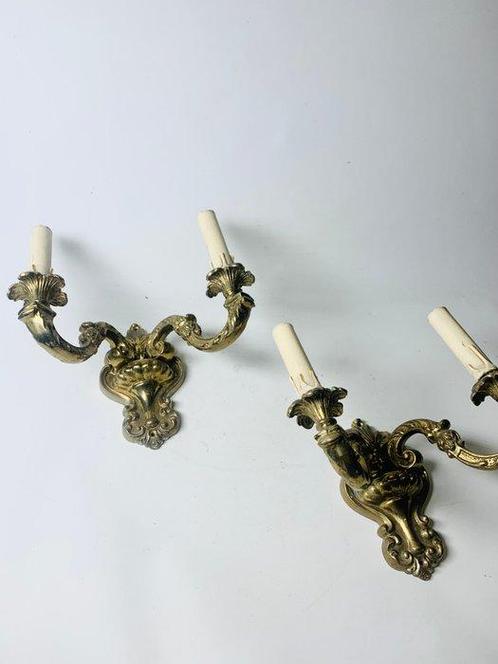 Kaars wandlamp - Set Franse stijl messing wandlampen -, Antiek en Kunst, Antiek | Overige Antiek