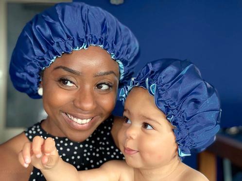 Blauwe Satijnen Slaapmuts (Moeder + Dochter / Mommy & Me ), Sieraden, Tassen en Uiterlijk, Uiterlijk | Haarverzorging, Nieuw, Ophalen of Verzenden