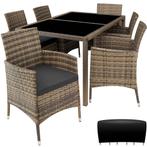 Wicker zitgroep 6 + 1 - natuur/donkergrijs, Tuin en Terras, Tuinsets en Loungesets, Nieuw, Verzenden