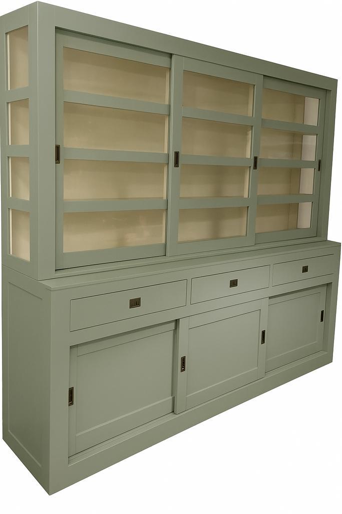 Buffetkast Engels groen  – wit Hasselt 260cm, Huis en Inrichting, Kasten | Buffetkasten, Ophalen of Verzenden