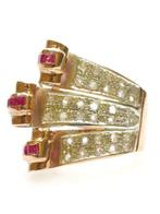 NO RESERVE PRICE - 9 kt. Rosé goud, Zilver - Ring Robijn -, Sieraden, Tassen en Uiterlijk, Antieke sieraden