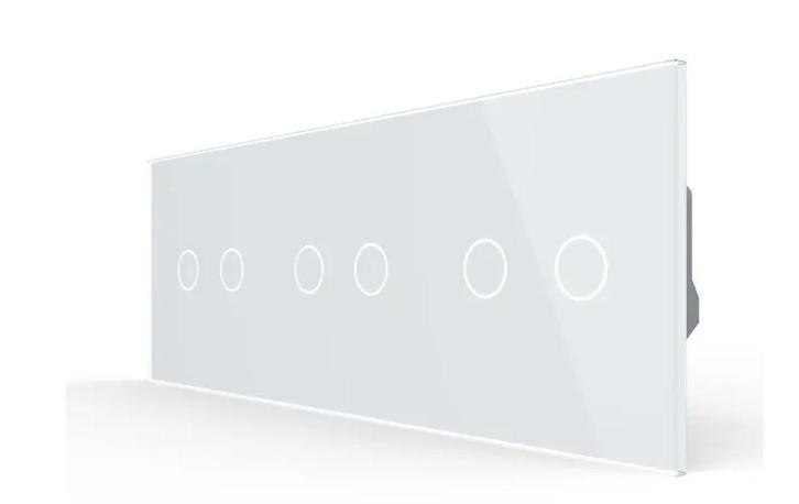 Livolo Touch Rolluik Schakelaar | 2 + 2 + 2 | Wit Glas |, Doe-het-zelf en Verbouw, Elektra en Kabels, Schakelaar, Nieuw, Ophalen of Verzenden