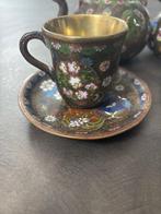 Koffieservies (4) - cloisonne - Verguld messing