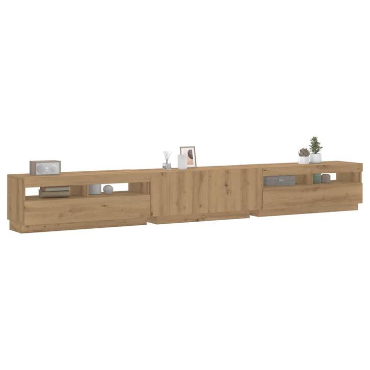 vidaXL Tv-meubel met LED 300x35x40 cm bewerkt hout, Huis en Inrichting, Kasten | Televisiemeubels, Nieuw, Overige houtsoorten