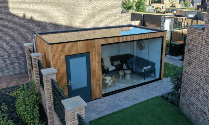 Moderne overkapping met glazen schuifwanden 600x300cm type, Tuin en Terras, Overkappingen, Ophalen of Verzenden