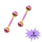 Fako Bijoux® - Barbell Piercing - 12mm - Multicolour - 2, Sieraden, Tassen en Uiterlijk, Piercings, Verzenden, Nieuw