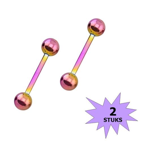 Fako Bijoux® - Barbell Piercing - 12mm - Multicolour - 2, Sieraden, Tassen en Uiterlijk, Piercings, Verzenden