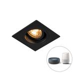 Smart inbouwspot zwart vierkant incl. Wifi GU10 - Chuck, Huis en Inrichting, Lampen | Spots, Nieuw, Overige materialen, Modern