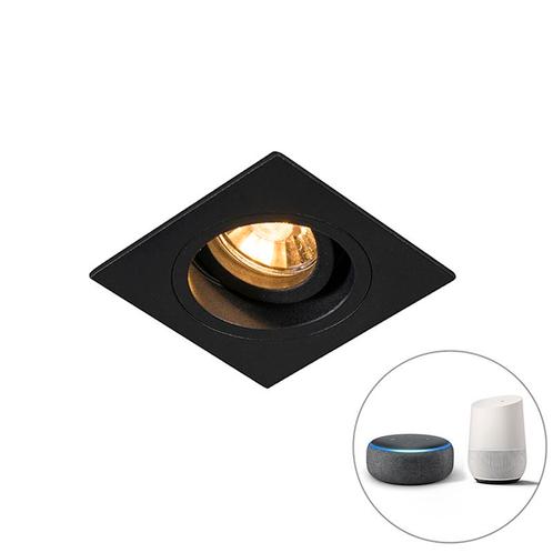 Smart inbouwspot zwart vierkant incl. Wifi GU10 - Chuck, Huis en Inrichting, Lampen | Spots, Nieuw, Overige materialen