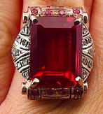 Zonder Minimumprijs - Ring - 9 kt. Roségoud, Zilver Robijn -, Nieuw