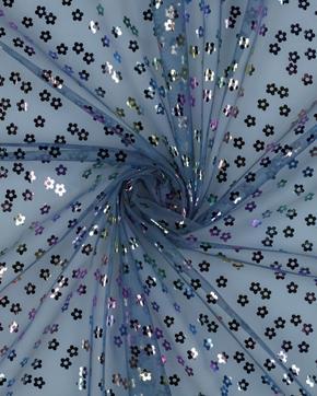 Tule Royal Bloemetjes Blauw, Hobby en Vrije tijd, Stoffen en Lappen, Blauw, Nieuw