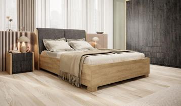 Meubella tweepersoonsbed Mendi eiken houten bed 140x200 cm