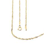Gouden Singapore schakel ketting; 51,5 cm | Midas (veerring), Sieraden, Tassen en Uiterlijk, Kettingen, Ophalen of Verzenden, Gebruikt