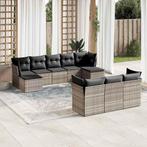 vidaXL 10-delige Loungeset met kussens poly rattan, Verzenden, Nieuw, Rotan, Loungeset