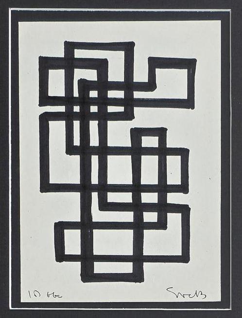 Siep Van Den Berg (1913-1998) - Geometrische Compositie, Antiek en Kunst, Kunst | Schilderijen | Modern