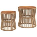 Tuinbijzettafels : Beige Rattan - Tweedekansje - OP=OP, Tuin en Terras, Tuintafels, Ophalen of Verzenden, Nieuw, Rond, Hout