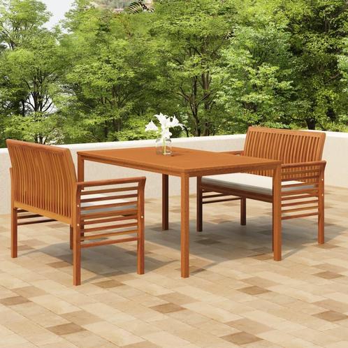 vidaXL 3-delige Tuinset met kussens massief acaciahout, Tuin en Terras, Tuinsets en Loungesets, Tuinset, Nieuw, Hardhout, Verzenden