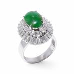 Ring Chinese 18kt gouden jade en diamant ring, Nieuw