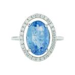 Ring Platina - 6.22ct. tw. Saffier - Diamant - IGI - Sri, Sieraden, Tassen en Uiterlijk, Ringen, Nieuw