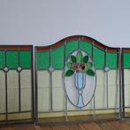 Art Deco Glas-in-loodraam - 1920-1930 - 3-luik bloemenmotief