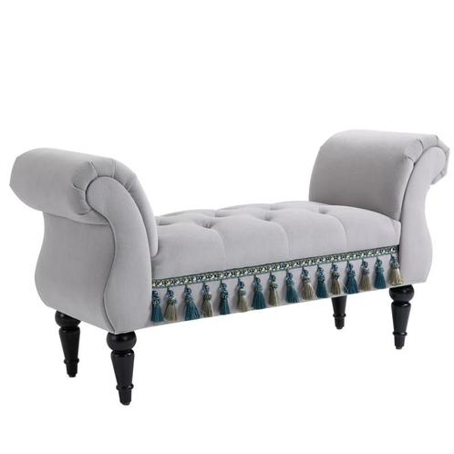 TRUUSK Bank In Vintage Design Schuimgrijs 117 Cm X 40 Cm X 5, Huis en Inrichting, Banken | Bankstellen, Nieuw, Verzenden