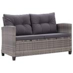 vidaXL Tuinbank 2-zits met kussens 124 cm poly rattan grijs, Tuin en Terras, Tuinsets en Loungesets, Verzenden, Nieuw, Rotan