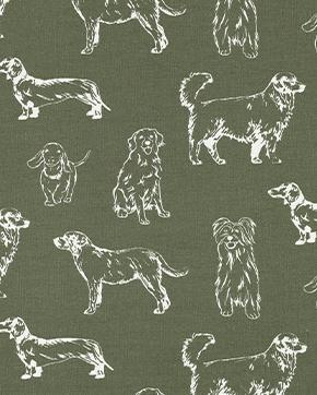 Canvas Katoen Honden Groen, Hobby en Vrije tijd, Stoffen en Lappen, Groen, Nieuw