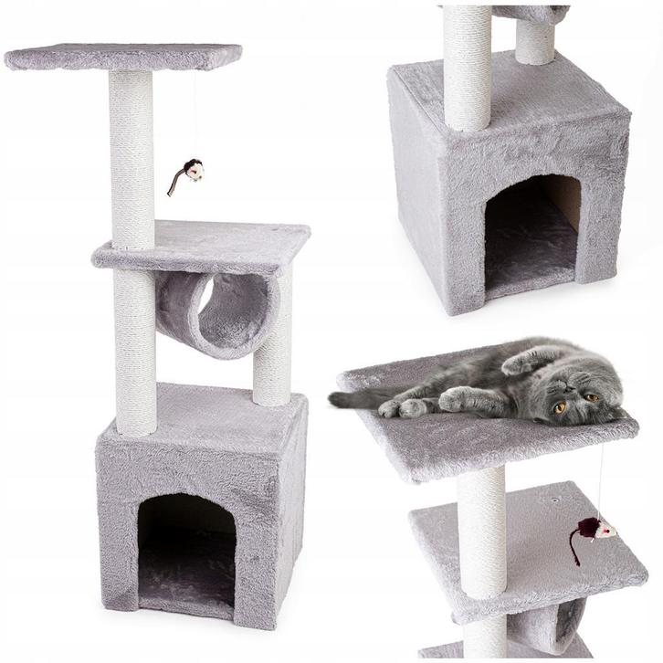 Grote krabpaal met huisje - Beschermt meubels en vermaakt..., Dieren en Toebehoren, Krabmeubelen, Nieuw, Ophalen of Verzenden