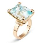 Cocktailring - 18 karaat Geel goud - 21.60ct. tw. Aquamarijn, Sieraden, Tassen en Uiterlijk, Antieke sieraden