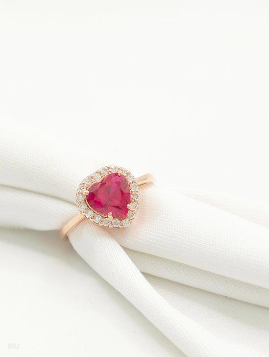 Zonder Minimumprijs - Ring - 14 karaat Roségoud Robijn -, Sieraden, Tassen en Uiterlijk, Ringen