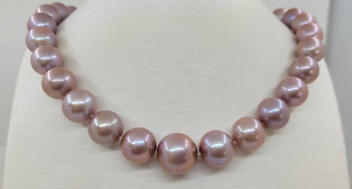 Halsketting - 14 karaat Witgoud - 13x16mm Edison Pearls, Sieraden, Tassen en Uiterlijk, Kettingen