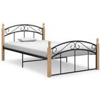 vidaXL Bedframe metaal en massief eikenhout zwart 120x200 cm, Verzenden, Zwart, Nieuw, Twijfelaar