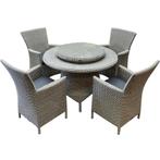 Capri Riccione dining tuinset 110 cm rond 6-delig grijs, Tuin en Terras, Tuinsets en Loungesets, Ophalen of Verzenden, Nieuw, Wicker