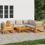 vidaXL 7-delige Loungeset met lichtgrijze kussens massief, Verzenden, Nieuw, Hardhout, Loungeset