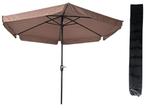 Parasol Gemini Taupe Ø300cm | in Hoogte Verstelbaar | met, Tuin en Terras, Ophalen of Verzenden, Nieuw