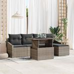vidaXL Tuin Sofa Set met kussen met opslag 6 pcs Grijs poly, Verzenden, Nieuw, Rotan