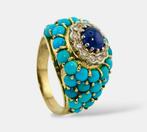 Ring - 18 karaat Geel goud, 18K Gouden Turquoise Diamant &, Sieraden, Tassen en Uiterlijk, Ringen, Nieuw