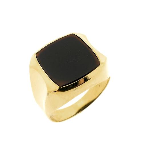 Gouden zegelring met bruine carneool | Heren (vintage), Sieraden, Tassen en Uiterlijk, Ringen, Heer, Met edelsteen, Overige kleuren