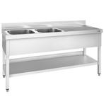 GGM Gastro | Spoeltafel PREMIUM - 2000x700mm - met onderbouw, Verzenden, Nieuw in verpakking, RVS Meubilair