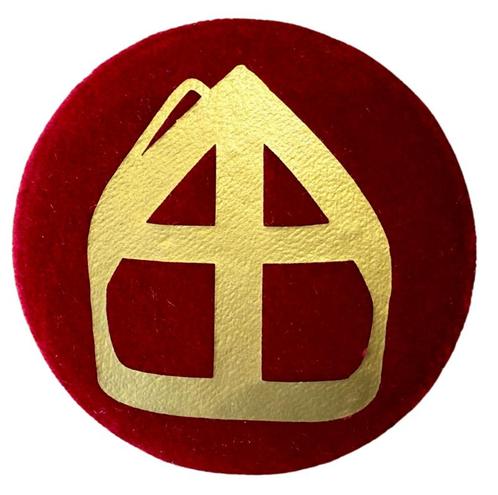 Baretspeld / button Mijter rood, Diversen, Sinterklaas, Nieuw, Ophalen of Verzenden