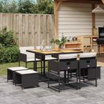 vidaXL 9-delige Tuinset poly rattan zwart, Nieuw, 8 zitplaatsen, Tuinset, Verzenden