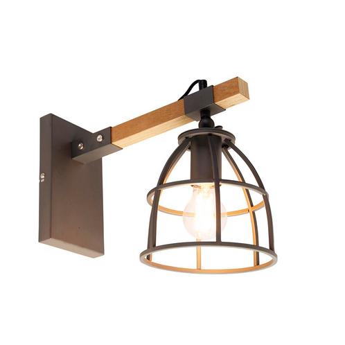 Smart wandlamp donkergrijs met hout verstelbaar incl. Wifi, Huis en Inrichting, Lampen | Wandlampen, Nieuw, Overige materialen