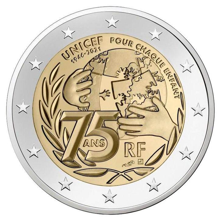 Frankrijk 2 Euro Unicef 2021, Postzegels en Munten, Munten | Europa | Euromunten, Verzenden