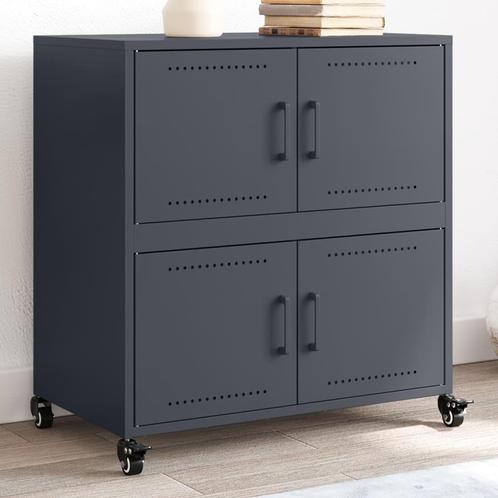vidaXL Dressoir 68x39x72 cm staal antracietkleurig, Huis en Inrichting, Kasten | Dressoirs, 25 tot 50 cm, Nieuw, 50 tot 100 cm