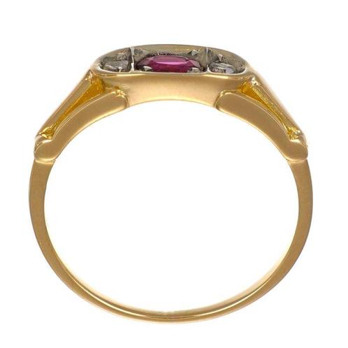Ring - 18 karaat Geel goud - 0.24ct. tw. Robijn - Diamant, Sieraden, Tassen en Uiterlijk, Ringen