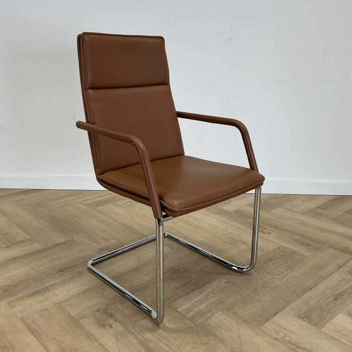 Brunner Fina Soft vergader design stoel, bruin leder -, Huis en Inrichting, Stoelen, Eén, Gebruikt, Leer, Ophalen of Verzenden